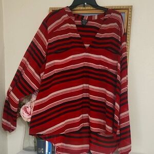 2for$10 Red and Black 3x Career Top Business Casual Sheer Office